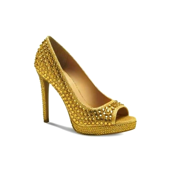 Thalia Sodi Womens Gold 1"Platform Embellish Size 7.5M - Picture 3 of 4
